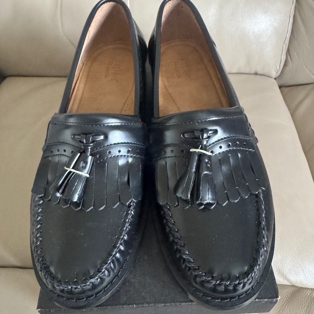Black Leather Tassel Loafers